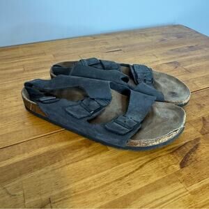 Birkenstock Milano Black Leather Slingback Ankle Strap Sandals Size 44